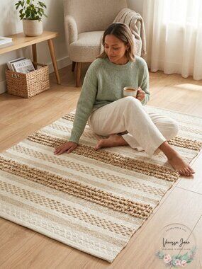 VCNY Home Cotton Jute Tufted Flatweave Scatter Rug – 27 x 45